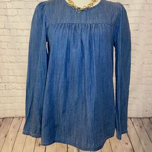 {J. Crew} Chambray long sleeve blouse